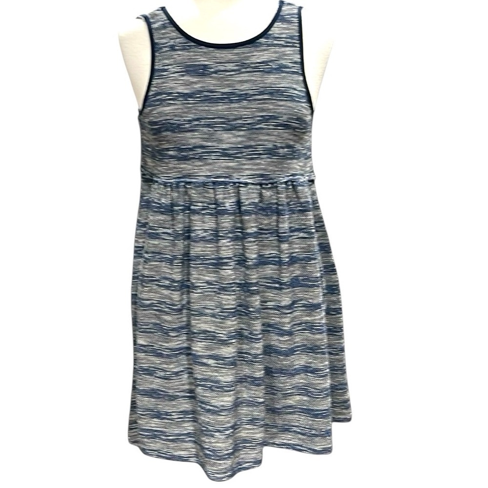 Free People Textured Swing Baby Doll Sleeveless Dress SZ S Grey Blue